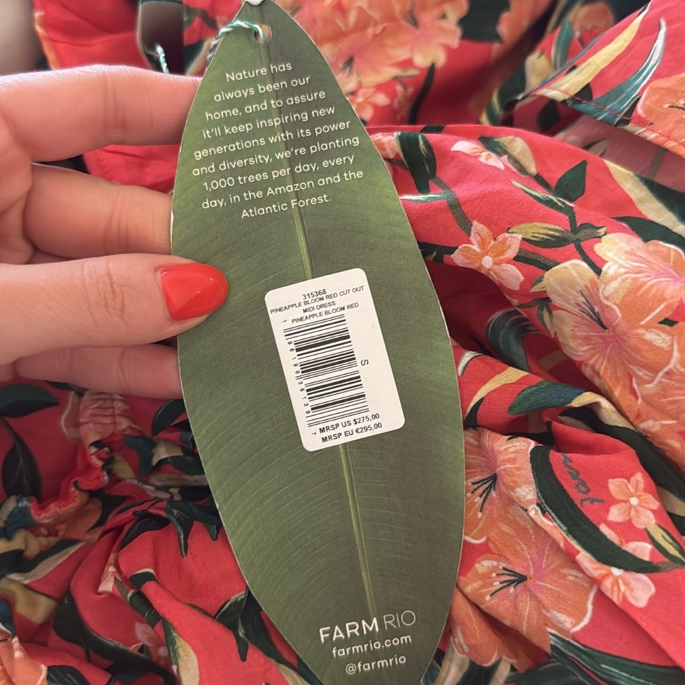 NWT Farm Rio Pineapple Bloom Red Cut Out Midi Dress - Picture 4 of 5